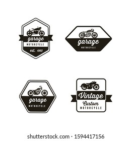 Set Chopper Motorcycle and Badges Logo Retro