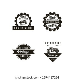 Set Chopper Motorcycle and Badges Logo Retro