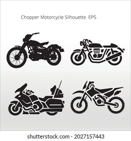 set of Chopper Motorcycle Silhouettes, line isolated or logo isolated sign symbol vector, outline and stroke style Collection of high-quality black style vector illustration,