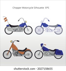 Satz von Chopper Motorrad Silhouetten, Linie einzeln oder Logo einzelne Zeichen Symbol Vektorgrafik, Umriss-und Strich-Stil Sammlung von hochwertiger Farbstil Vektorgrafik,
