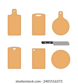 Set of chopping board with knife vector illustration