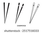 Set of Chopsticks vector, Icon, silhouette. Restaurant chopsticks flat icon. Chinese, Japanese chopsticks vector, icon set in glass. Vector illustration.