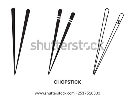 Set of Chopsticks vector, Icon, silhouette. Restaurant chopsticks flat icon. Chinese, Japanese chopsticks vector, icon set in glass. Vector illustration.