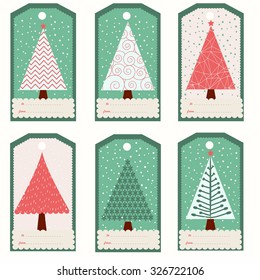 Set Of Chrismas Gift Tags  - Vector Template