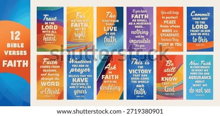 Set of Christian Bible verses focused on Faith for church social media and digital content