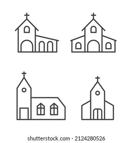 set of christian, catholic church icon- vector illustration