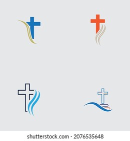 set of christian cemetery logo  illustration design template