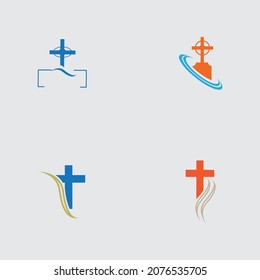 set of christian cemetery logo  illustration design template