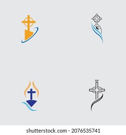 set of christian cemetery logo  illustration design template