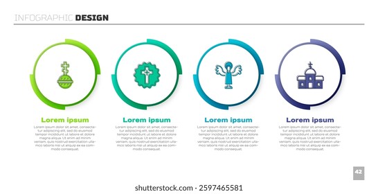 Set Christian cross, , Angel and Church building. Business infographic template. Vector