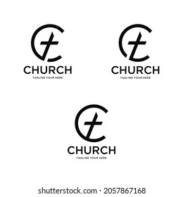 Set Christian Cross Church Initials Monogram Stock Vector (Royalty Free ...