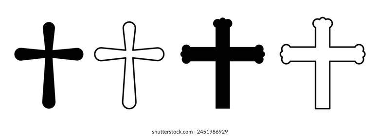 Set of Christian cross collection. Cross silhouette. Christian symbol. Vector Illustration.