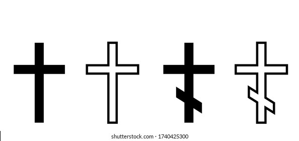 Set of Christian Cross. Christian Cros collection. Cross design symbol. Symbol of Christianity flat icon. Set hand drawn cross. VECTOR