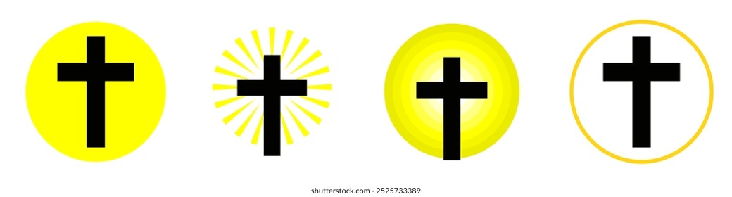 conjunto de cruz cristiana con luz de halo Vector Jesucristo, símbolo religioso, Pascua, Bautizo. Espíritu Santo. Religioso. Invitación de Bautizo