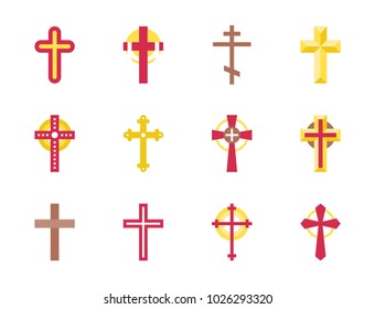 Set of christian Cross icon