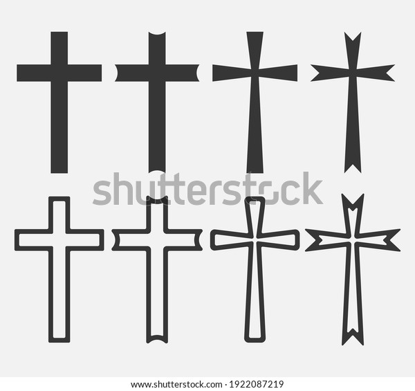 Set Christian Cross Icon Logo App Stock Vector (Royalty Free) 1922087219