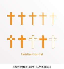 Set of Christian cross icon vector illustration.