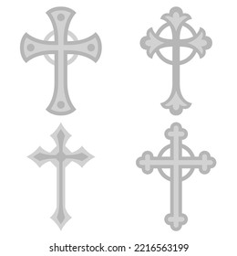 Set of Christian Cross isolated on white background