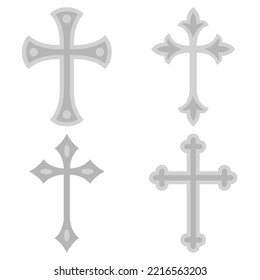 Set of Christian Cross isolated on white background