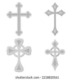 Set of Christian Cross isolated on white background