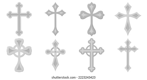 Set of Christian Cross isolated on white background