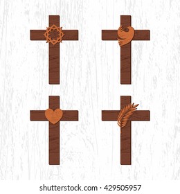 Set of christian cross. Cross of Jesus Christ.