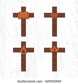 Set of christian cross. Cross of Jesus Christ.