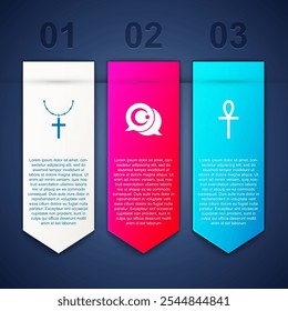 Set Christian cross on chain, Star and crescent and Cross ankh. Business infographic template. Vector