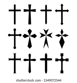 Set christian cross symbol. Flat design. EPS 10. Vector illustration.