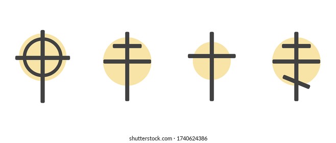 Set of christian cross. Vector illustration of various christian crosses on a white background