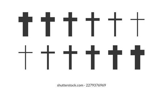 Set of Christian cross vector symbol. Christian cross icons.