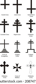 Set of christian crosses