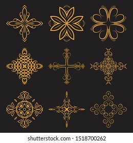 Set of christian crosses. Catholic, Orthodox, Baptist. Vector