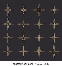 Set of christian crosses. Catholic, Orthodox, Baptist. Vector