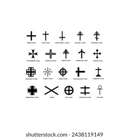 Set of christian crosses vector image