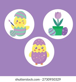 
Set of christian easter holiday stickers
