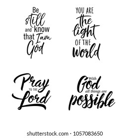 Set of christian lettering quotes. Vector motivation phrases