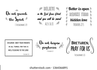 Set of Christian sayings. Bible verses vector quotes for typography and Social media post