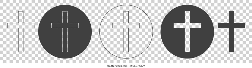 set of christianity icons on white background.