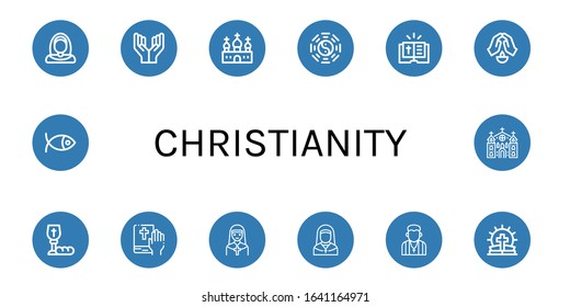 Set of christianity icons. Such as Nun, Prayer, Church, Taoism, Bible, Communion, Pastor, Christianity , christianity icons