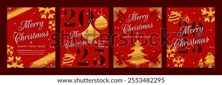 Set of Christmas abstract illustration background vector template. Usable for social media post, greeting card, invitation, cover, banner, social media story