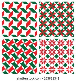 set of christmas abstract seamless patterns 