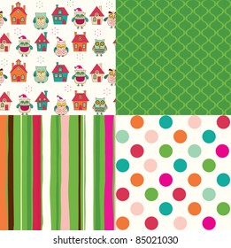 set of christmas abstract seamless patterns