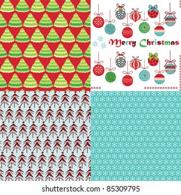 set of Christmas abstract seamless patterns