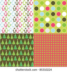 set of Christmas abstract seamless patterns