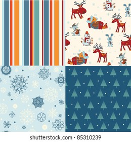 set of Christmas abstract seamless patterns