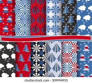 set of Christmas abstract vector paper with decorative shapes and design elements for scrapbook