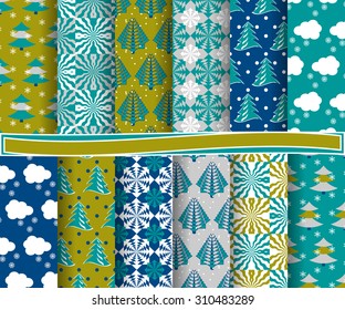 set of Christmas abstract vector paper with decorative shapes and design elements for scrapbook