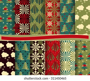 set of Christmas abstract vector paper with decorative shapes and design elements for scrapbook