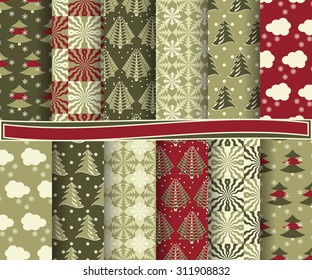set of Christmas abstract vector paper with decorative shapes and design elements for scrapbook